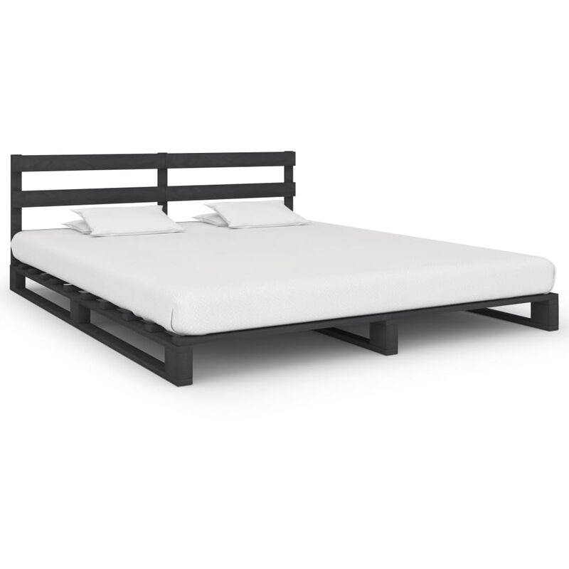 

Estructura de cama de palés madera maciza pino gris 160x200 cm - Gris