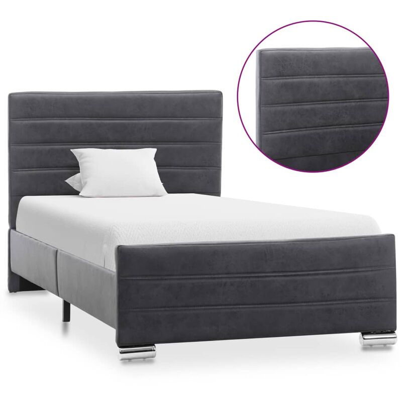 

Estructura de cama de piel de ante artificial gris 100x200 cm