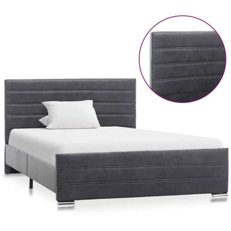 

Estructura de cama de piel de ante artificial gris 120x200 cm