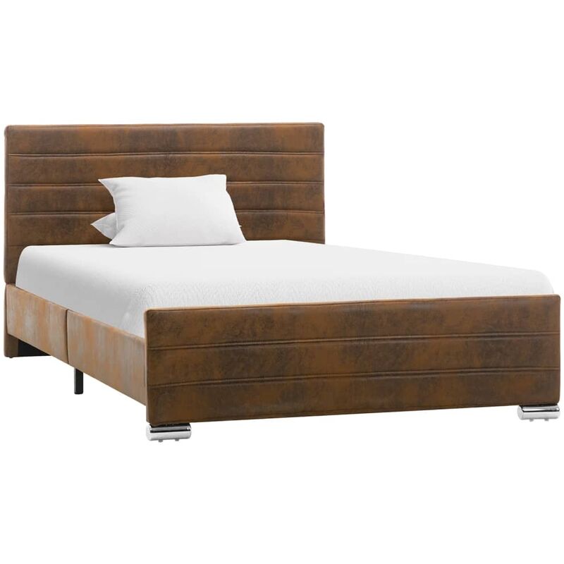 

vidaXL Estructura de Cama de Piel de Ante Artificial Marrón 120x200 cm - Marrón