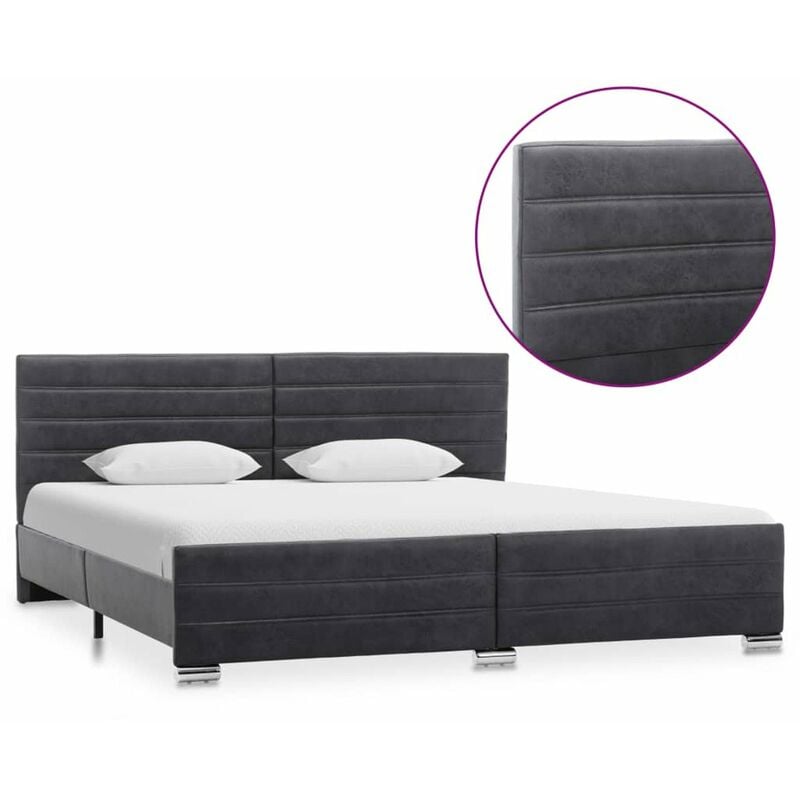 

Estructura de cama de piel de ante artificial gris 140x200 cm