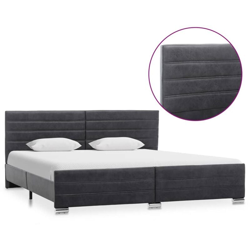 

Estructura de cama de piel de ante artificial gris 140x200 cm - Gris