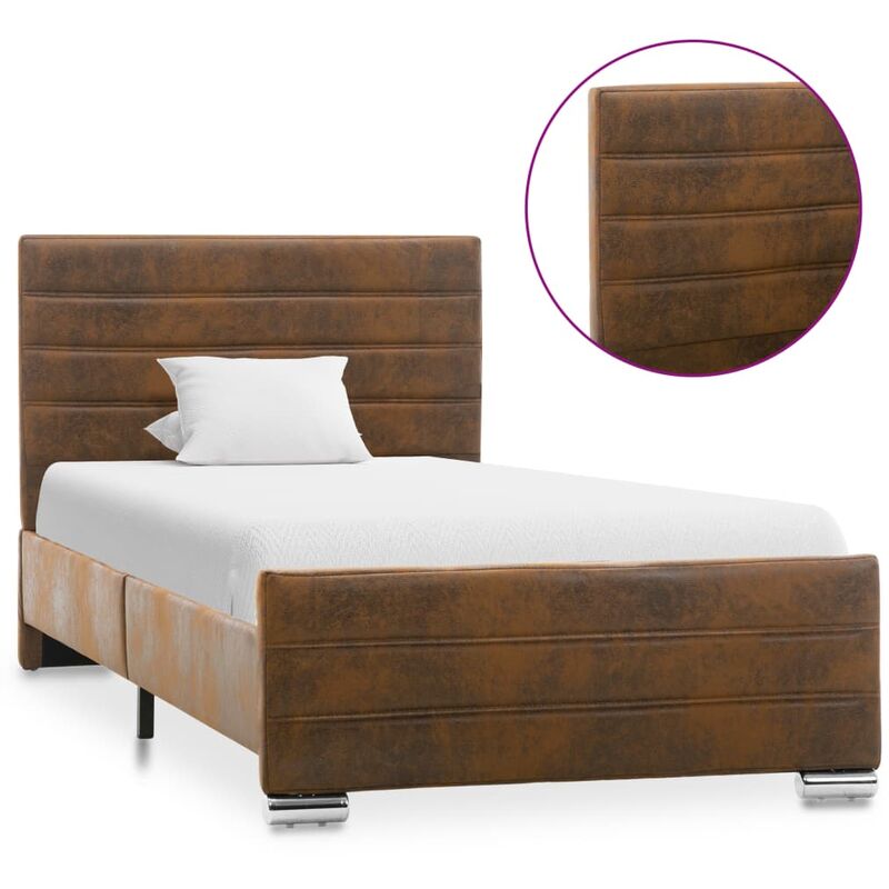 

Estructura de cama de piel de ante artificial marrón 100x200 cm