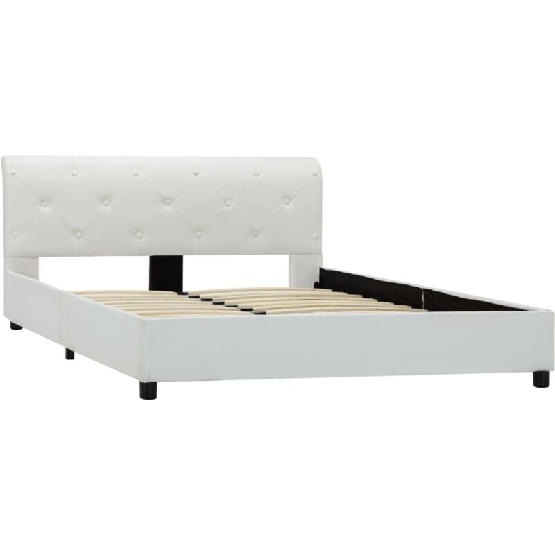 

vidaXL Estructura de Cama de Cuero Sintético Blanco 120x200 cm - Blanco