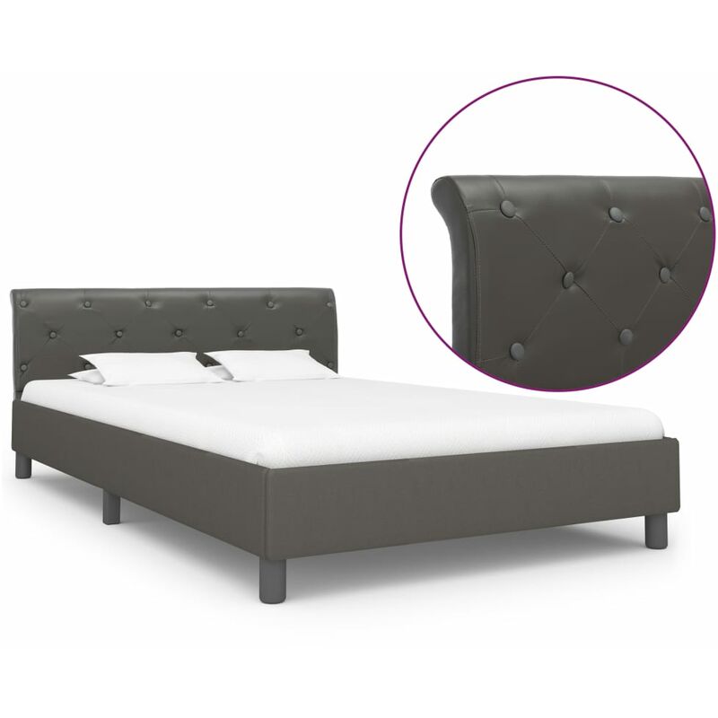 

Estructura de Cama de Cuero Sintético Gris 140x200 cm - Gris - Vidaxl