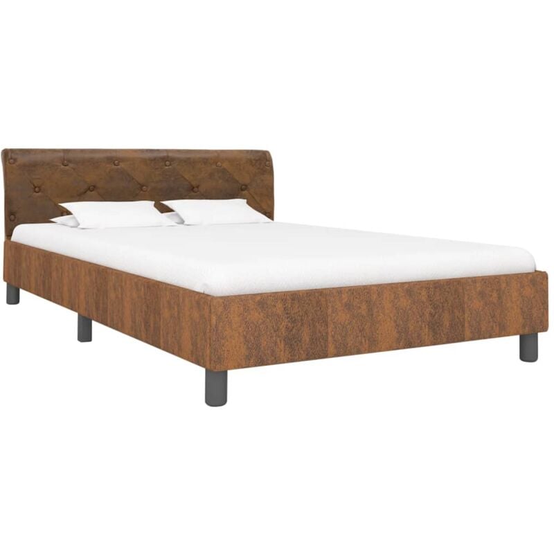 

vidaXL Estructura de Cama de Piel de Ante Artificial Marrón 140x200 cm - Marrón