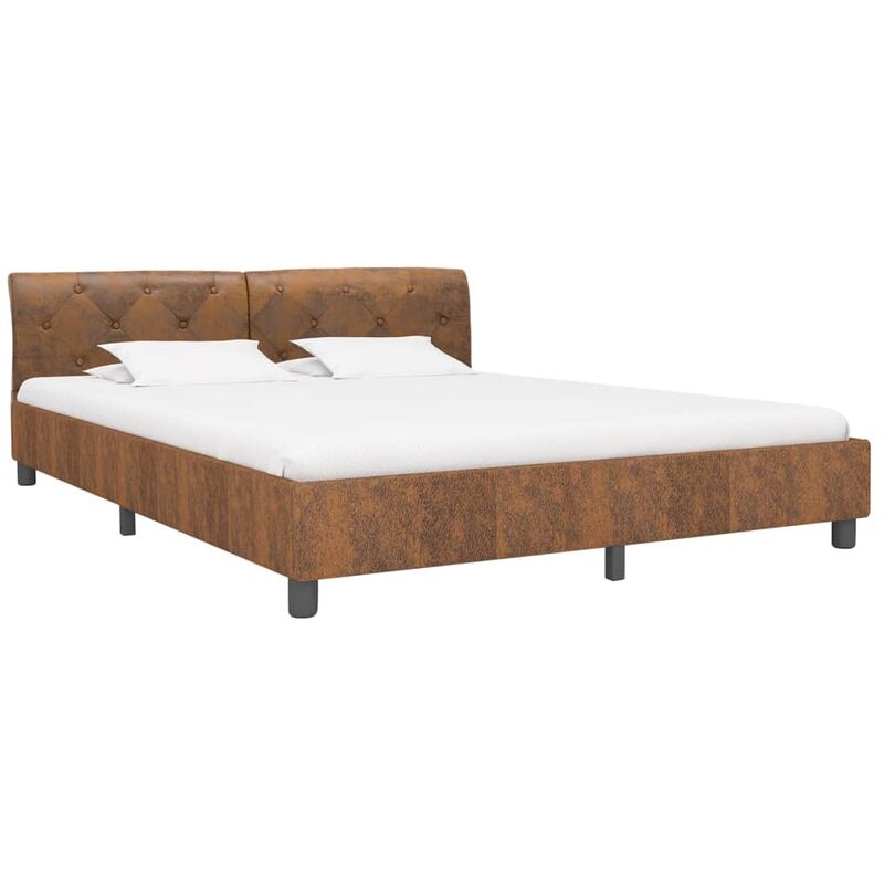 

vidaXL Estructura de Cama de Piel de Ante Artificial Marrón 180x200 cm - Marrón