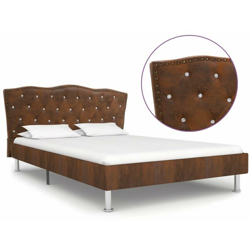 

Estructura de cama de piel de ante artificial marron 120x200 cm