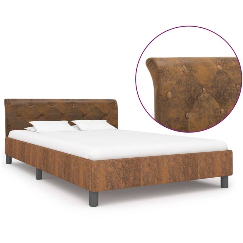 

Estructura de cama de piel de ante artificial marron 120x200 cm
