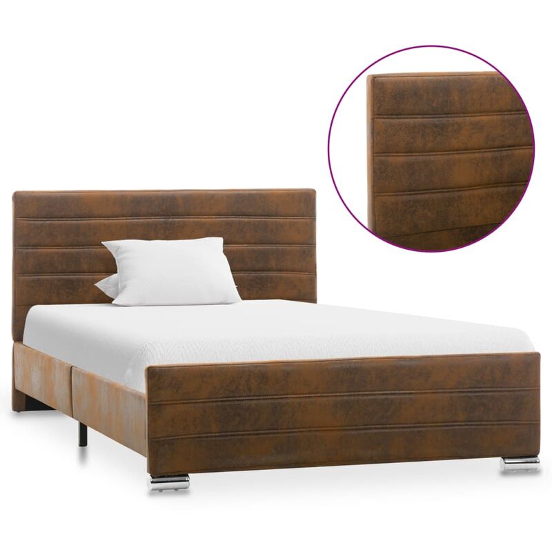 

Estructura de cama de piel de ante artificial marrón 120x200 cm