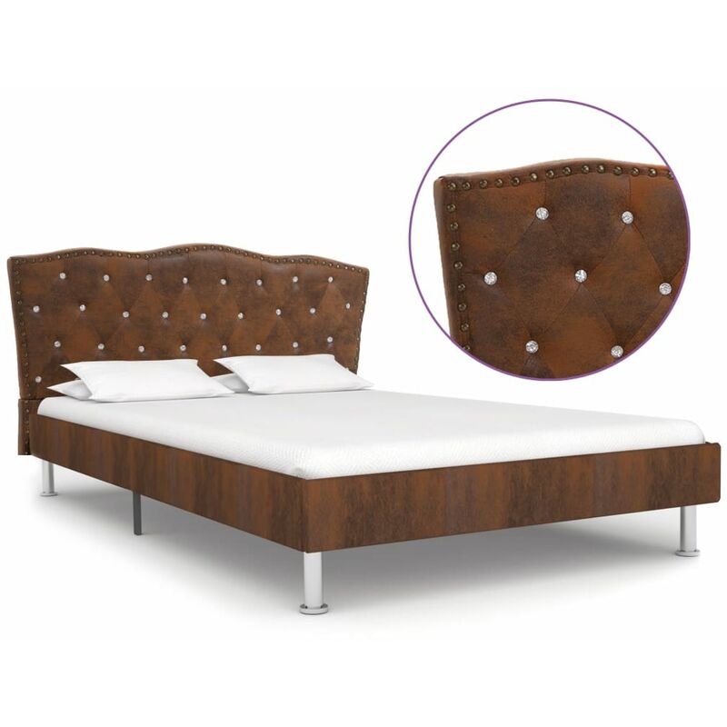 

Estructura de cama de piel de ante artificial marrón 120x200 cm