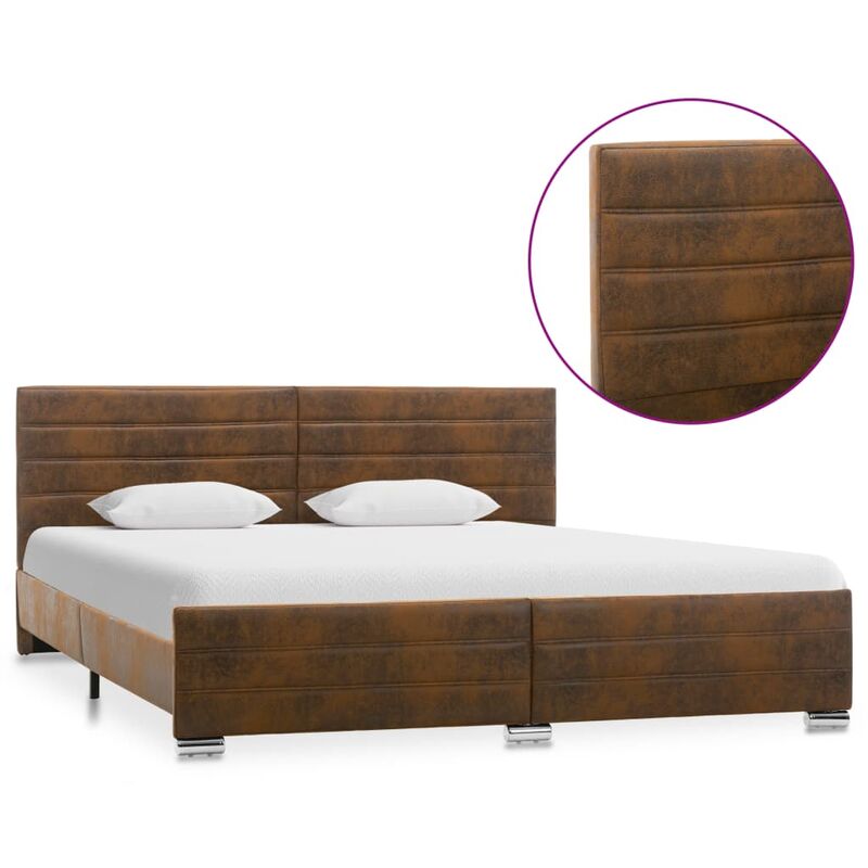 

Estructura de cama de piel de ante artificial marrón 140x200 cm