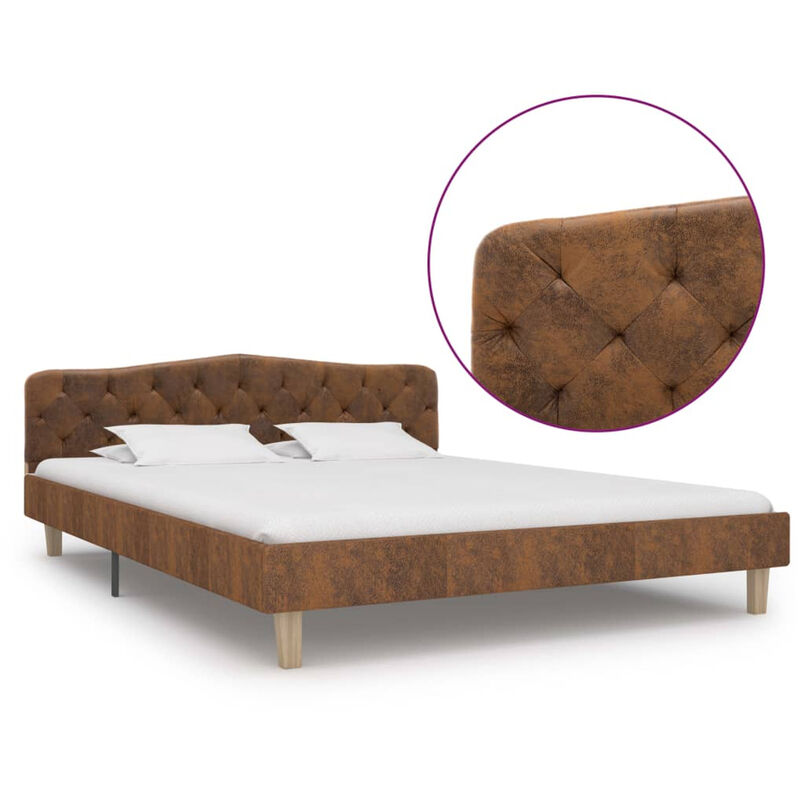 

Estructura de cama de piel de ante artificial marron 160x200 cm