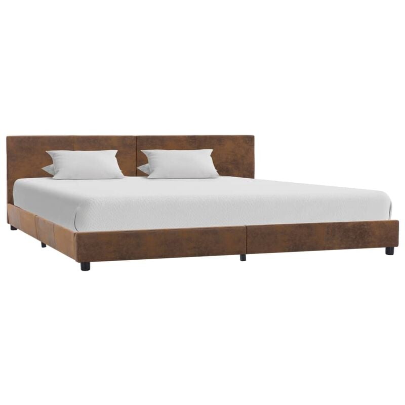 

Estructura de cama de piel de ante artificial marron 180x200 cm