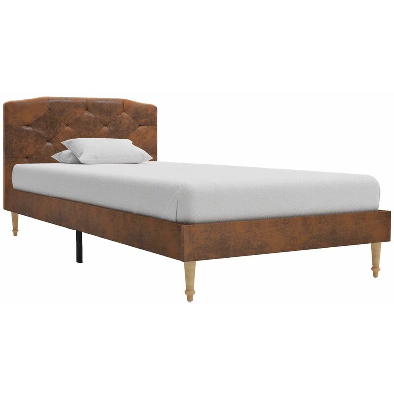 

vidaXL Estructura de Cama de Piel de Ante Artificial Marrón 90x200 cm - Marrón