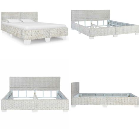 Estructura de cama de ratán natural gris 160x200 cm - Estructura de cama - Cama natural
