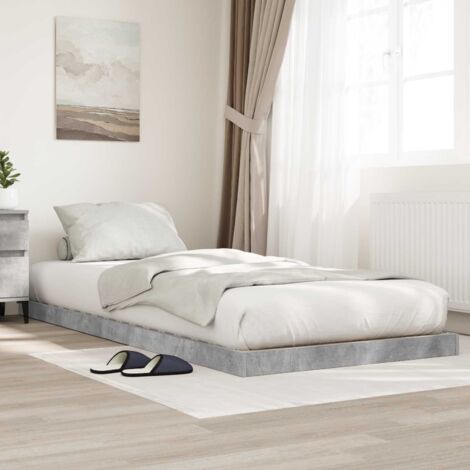 Estructura de Cama de Suelo Gris Concreto 100 x 200 cm