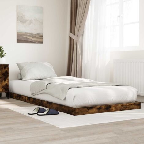 Estructura de Cama de Suelo Roble ahumado 80 x 200 cm