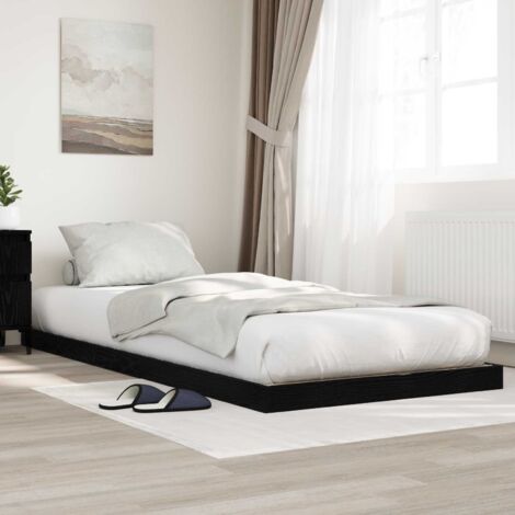 Estructura de Cama de Suelo Roble Negro 75 x 190 cm