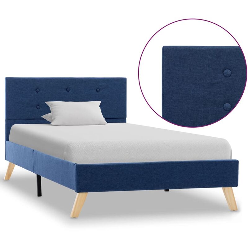 

Estructura de cama de tela azul 90x200 cm