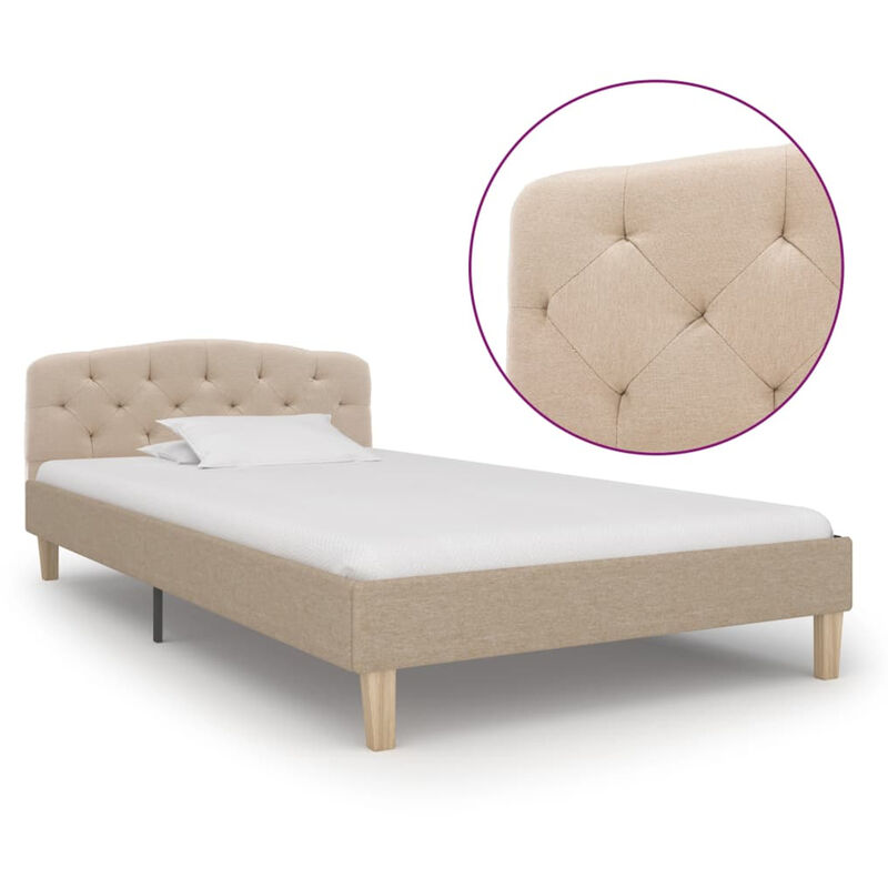 

Estructura de cama de tela beige 100x200 cm