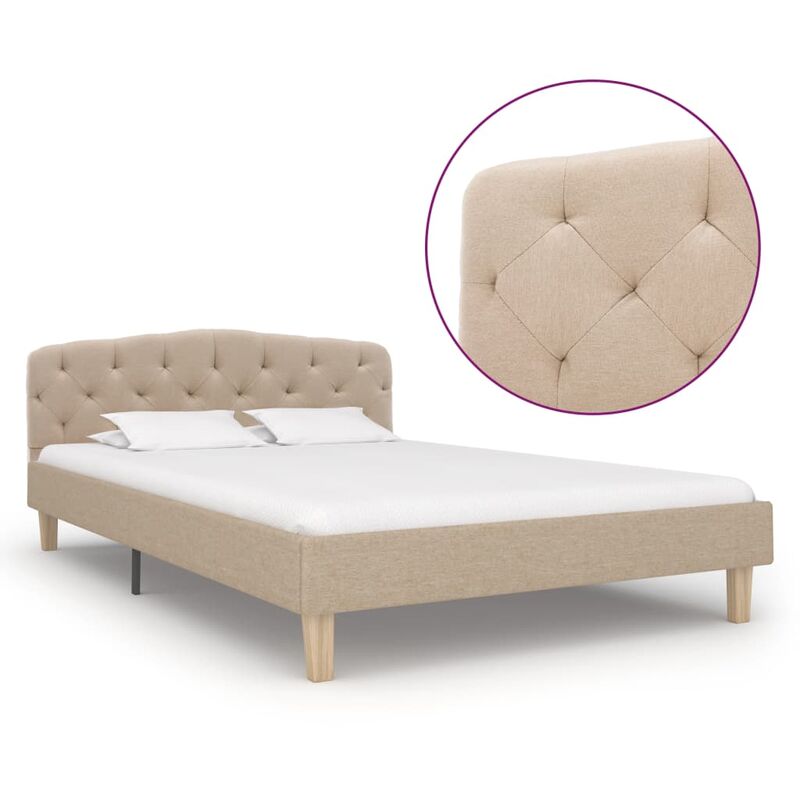 

Estructura de cama de tela beige 120x200 cm
