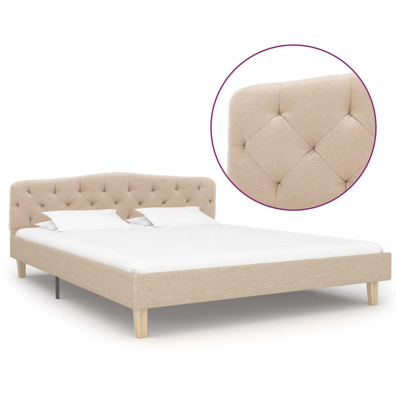 

Estructura de cama de tela beige 140x200 cm