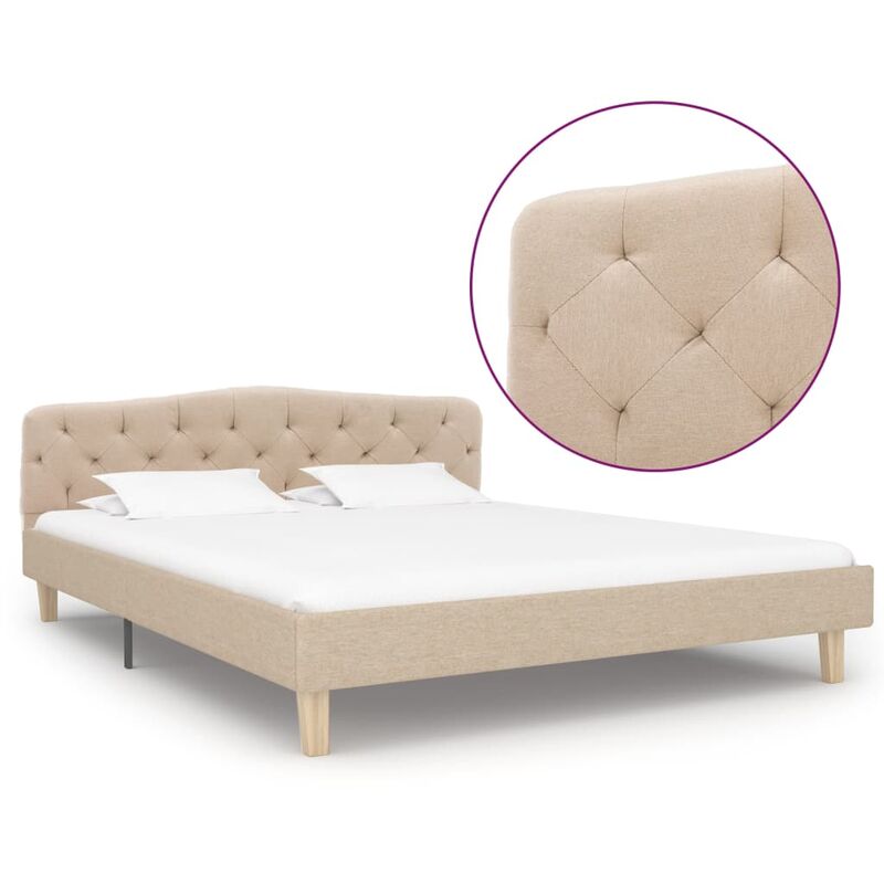 

Estructura de cama de tela beige 140x200 cm