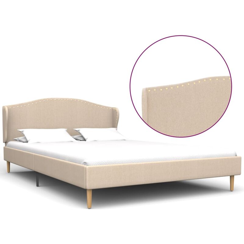 

Estructura de cama de tela beige 140x200 cm