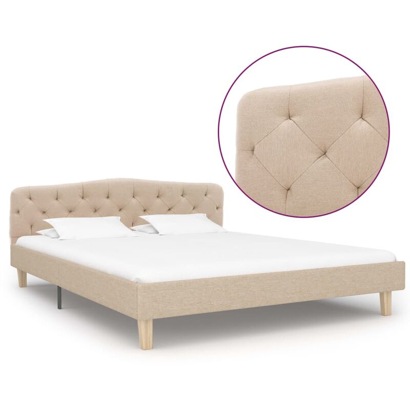 

Estructura de cama de tela beige 140x200 cm - Beige