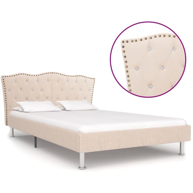 

Estructura de cama de tela beige 140x200 cm - Beige