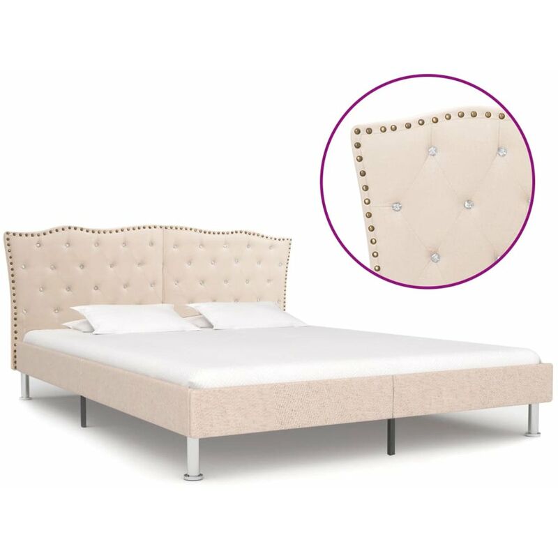 

Estructura de cama de tela beige 160x200 cm