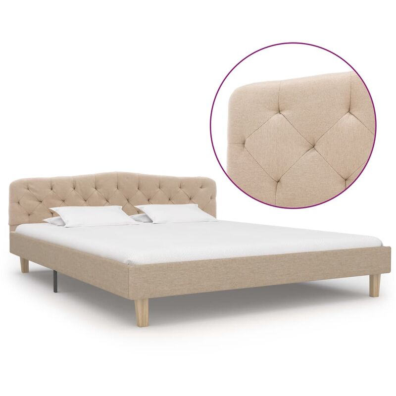 

Estructura de cama de tela beige 160x200 cm