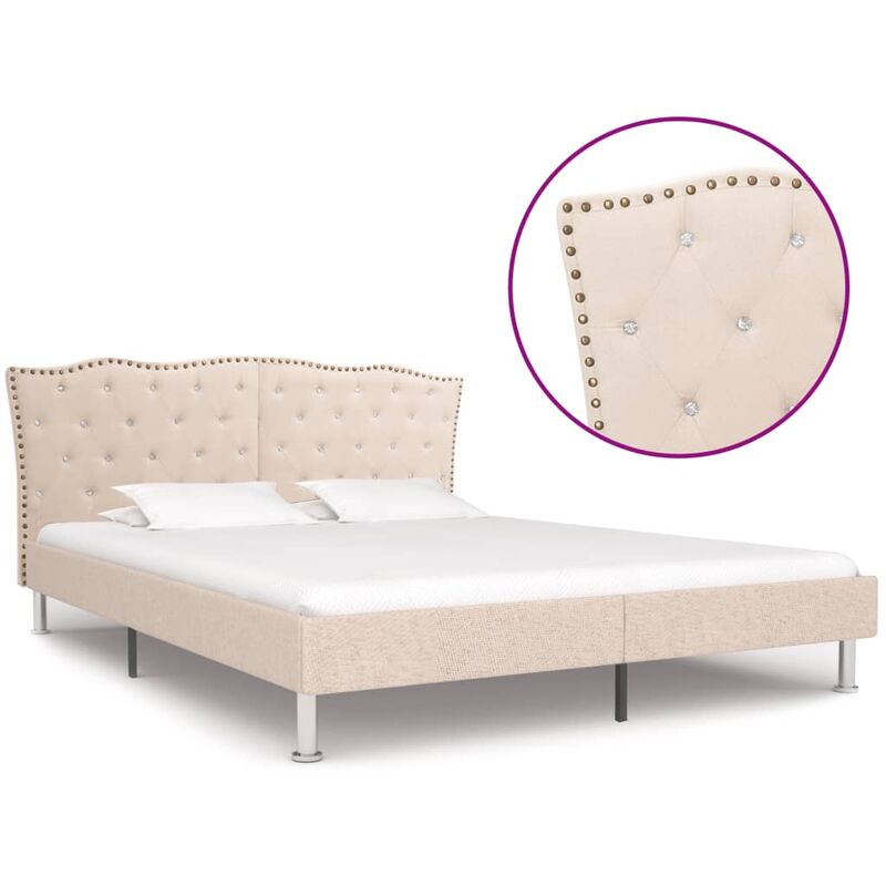 

Estructura de cama de tela beige 180x200 cm