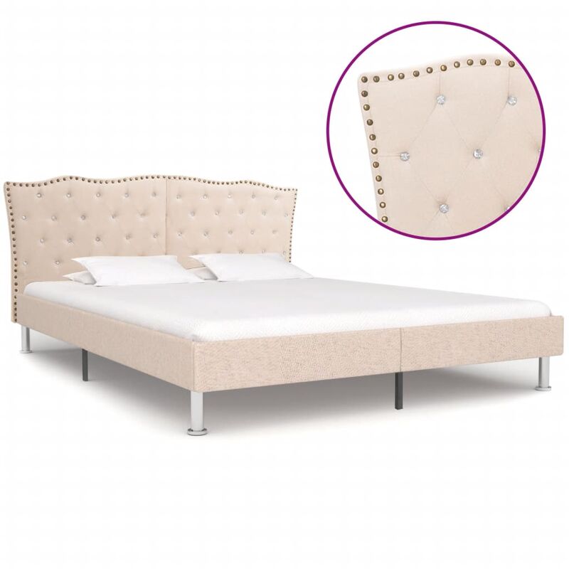 

Estructura de cama de tela beige 180x200 cm - Beige