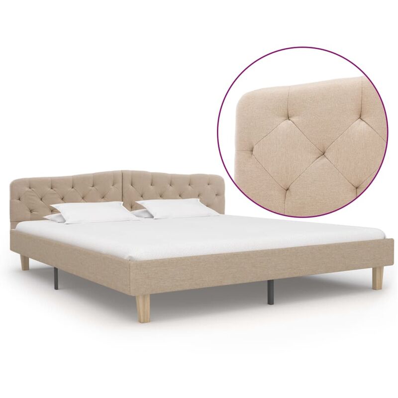 

Estructura de cama de tela beige 180x200 cm - Beige