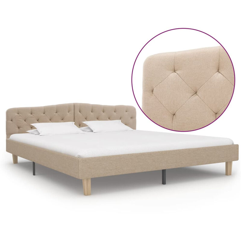 

Estructura de cama de tela beige 180x200 cm