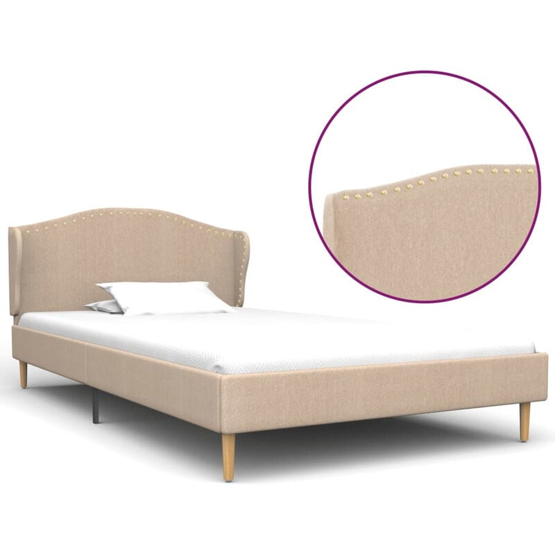 

Estructura de cama de tela beige 90x200 cm