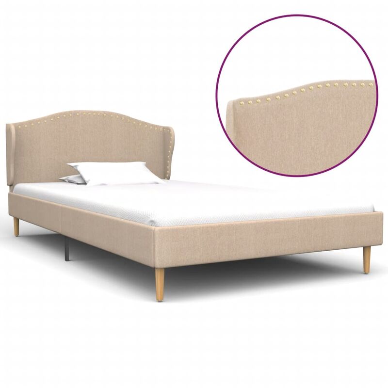 

Estructura de cama de tela beige 90x200 cm