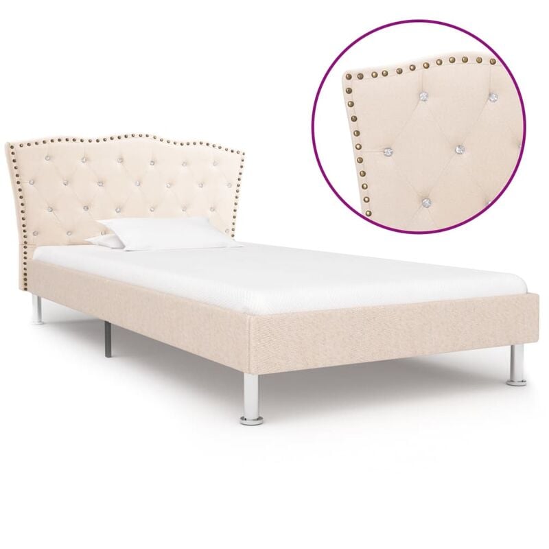 

Estructura de cama de tela beige 90x200 cm - Beige