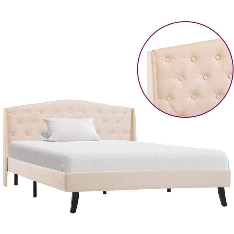 

Estructura de cama de tela color crema 120x200 cm