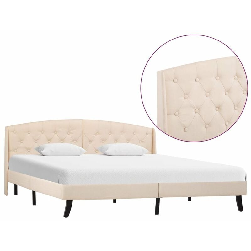 

Estructura de cama de tela color crema 140x200 cm