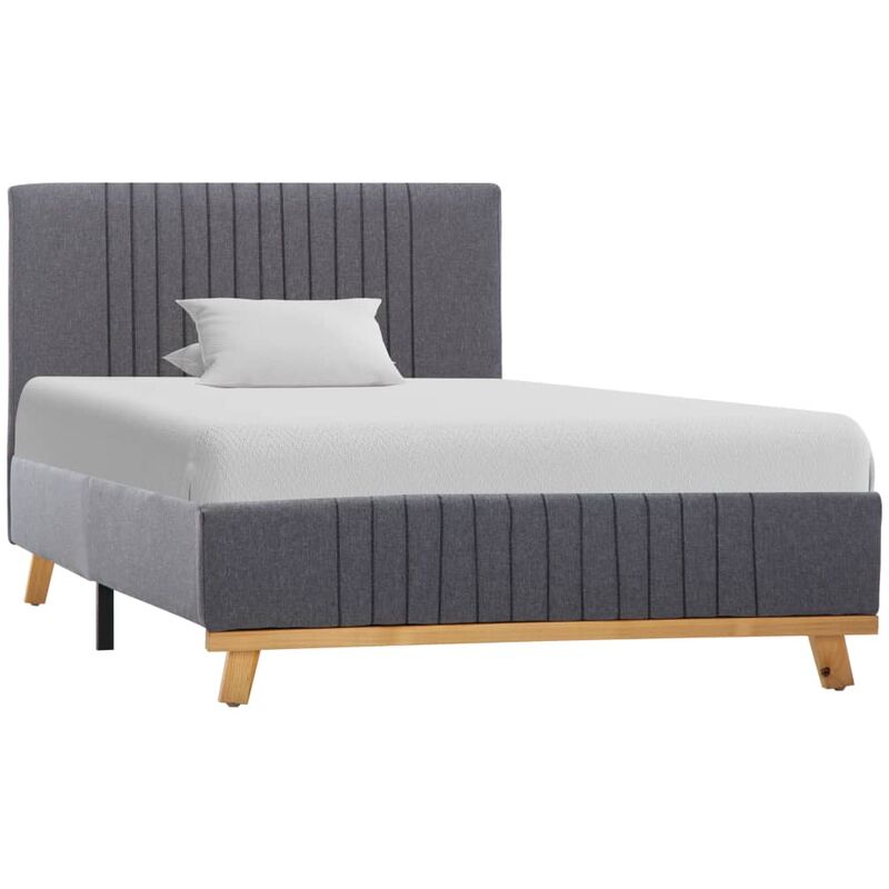 

Estructura de cama de tela gris claro 100x200 cm