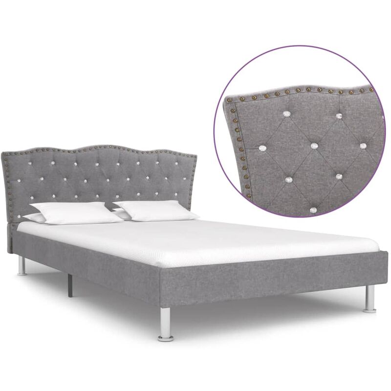 

Estructura de cama de tela gris claro 120x200 cm