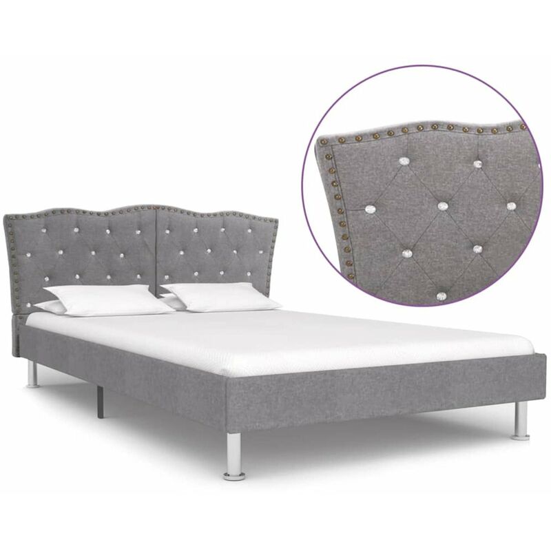 

Estructura de cama de tela gris claro 140x200 cm