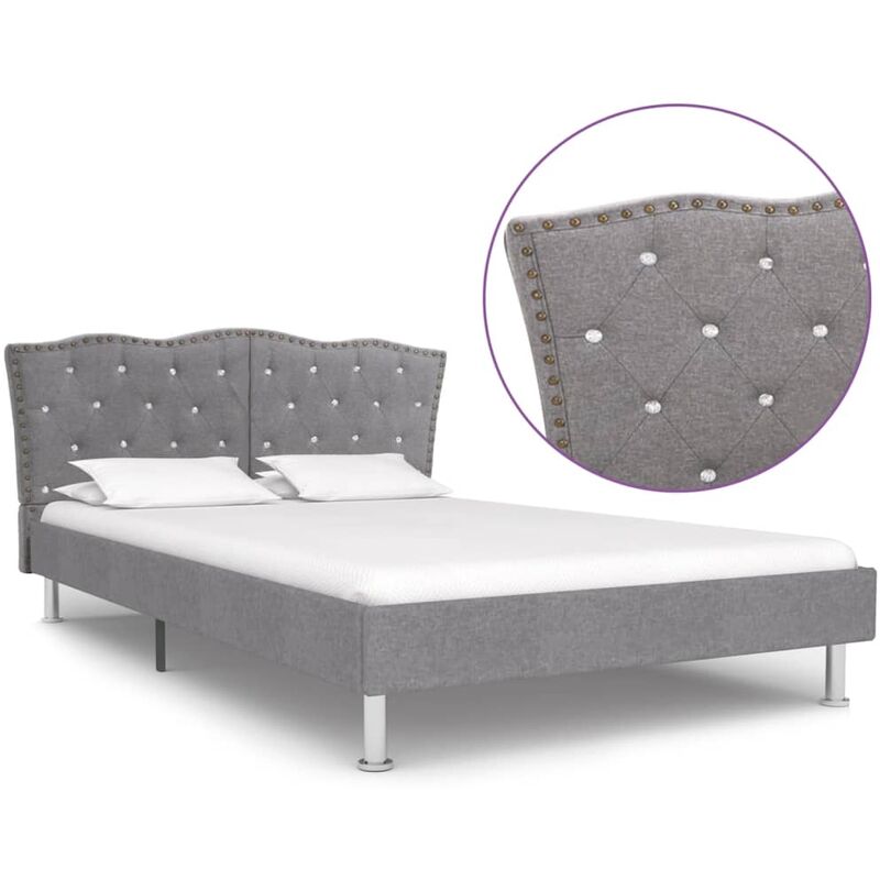 

Estructura de cama de tela gris claro 140x200 cm