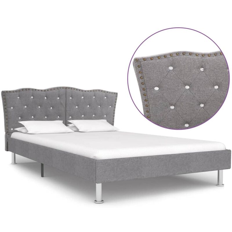 

Estructura de cama de tela gris claro 140x200 cm - Gris