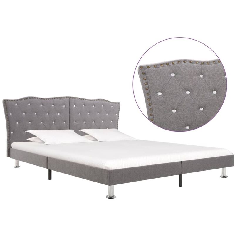 

Estructura de cama de tela gris claro 160x200 cm - Gris