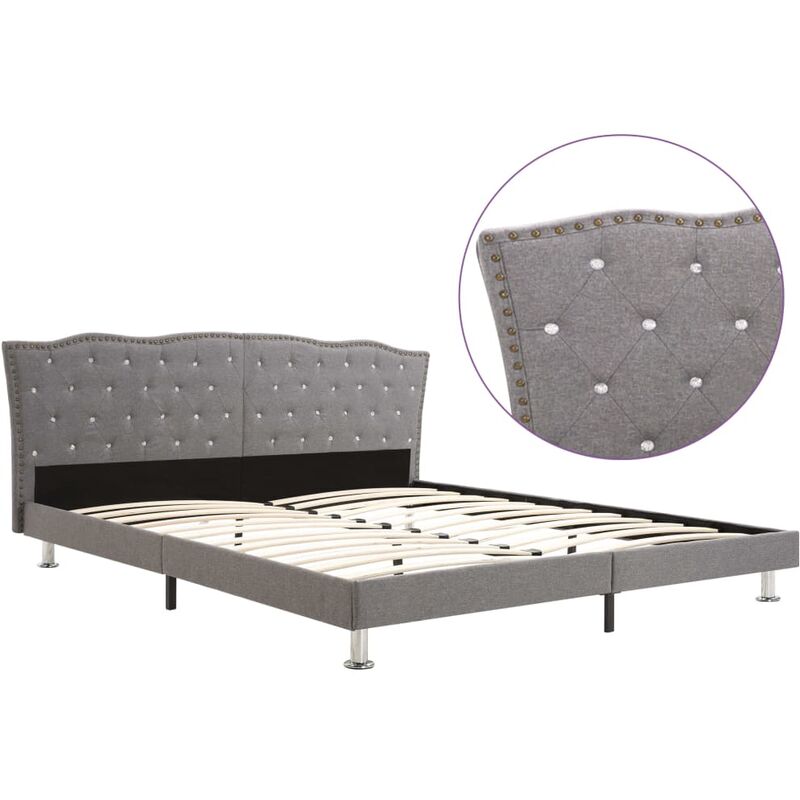 

Estructura de cama de tela gris claro 180x200 cm - Gris