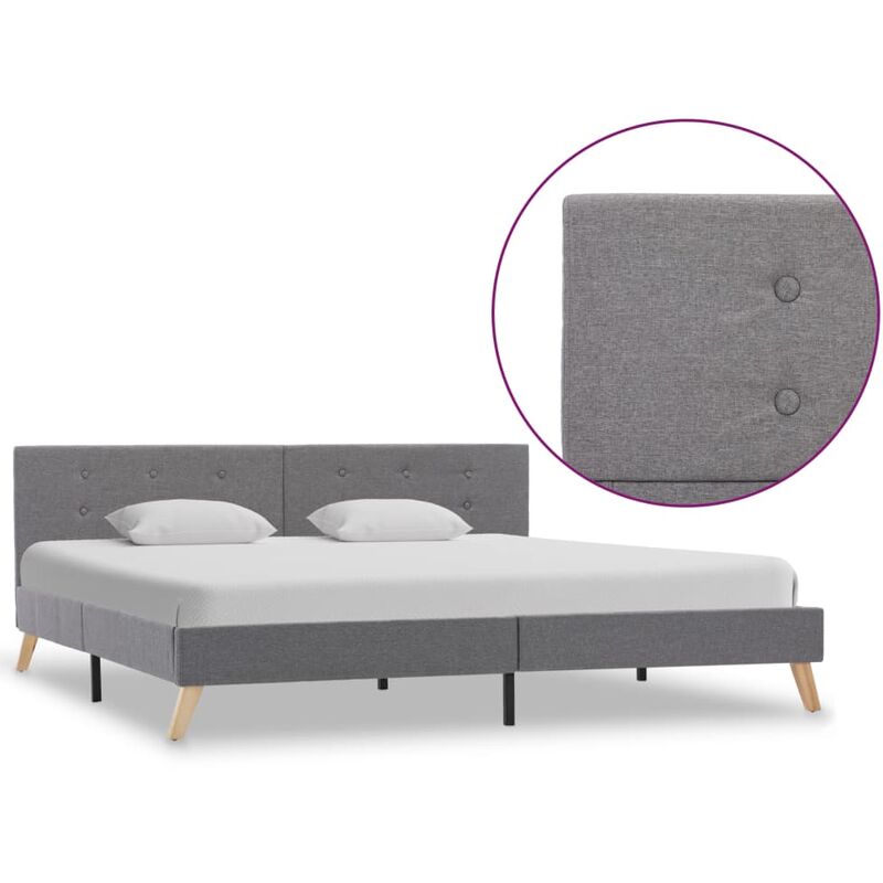 

Estructura de cama de tela gris claro 180x200 cm - Gris